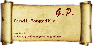 Gindl Pongrác névjegykártya